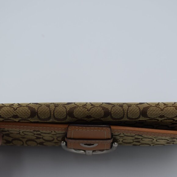 Coach Soho Buckle Signature "C" Canvas and Tan Leather Wallet - Picture 4 of 12